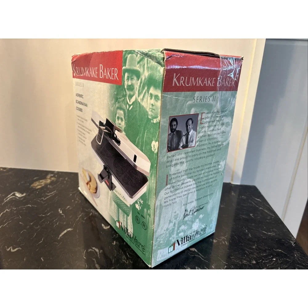 VillaWare Krumkake Baker Iron Series II w/ Cone Roller 3900 Pizzelle NEW